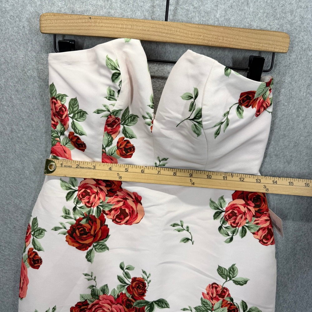 Sachin & Babi Anthropologie Nora Rose Dress Strapless Floral White Red Womens 2 - Picture 9 of 13